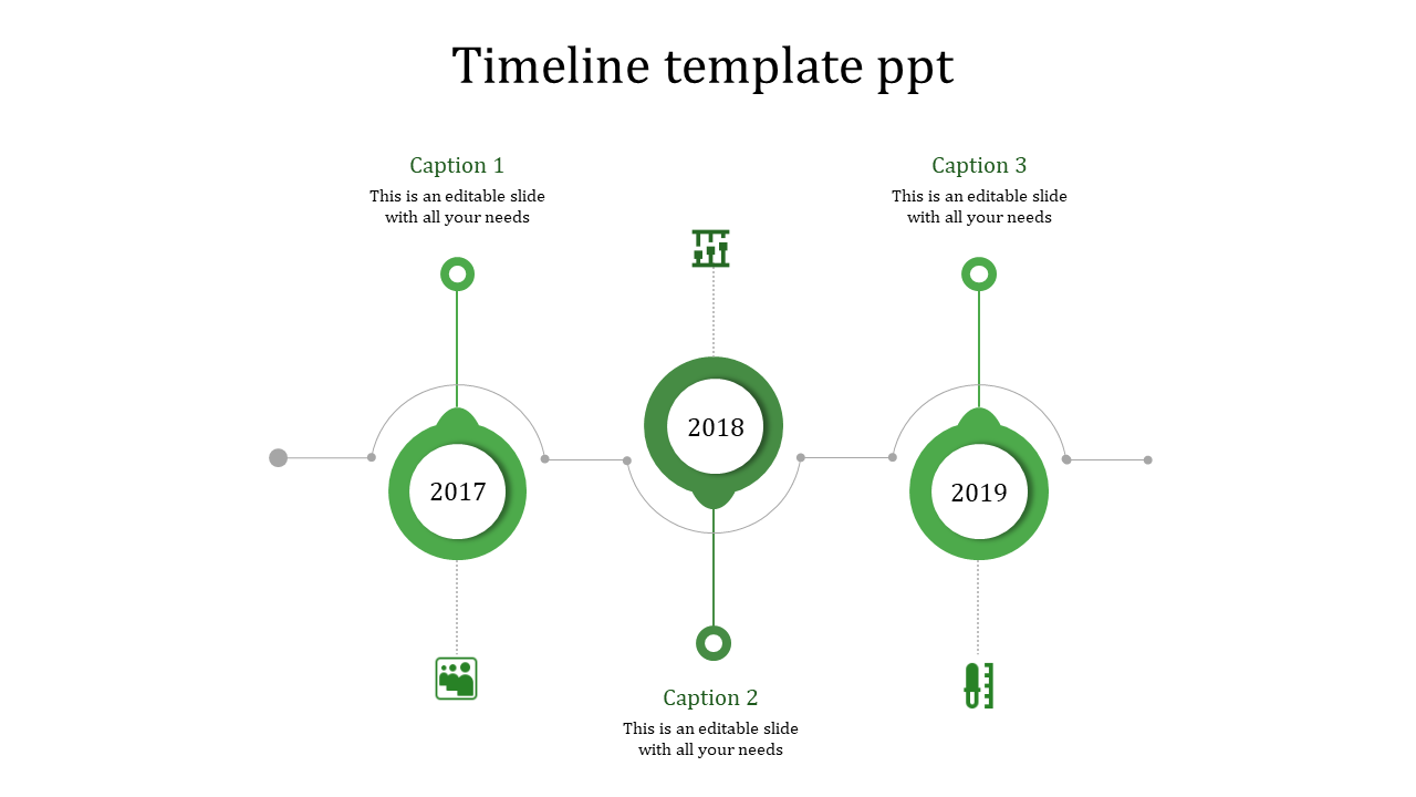 Awesome Timeline Template PPT Slides With Three Node